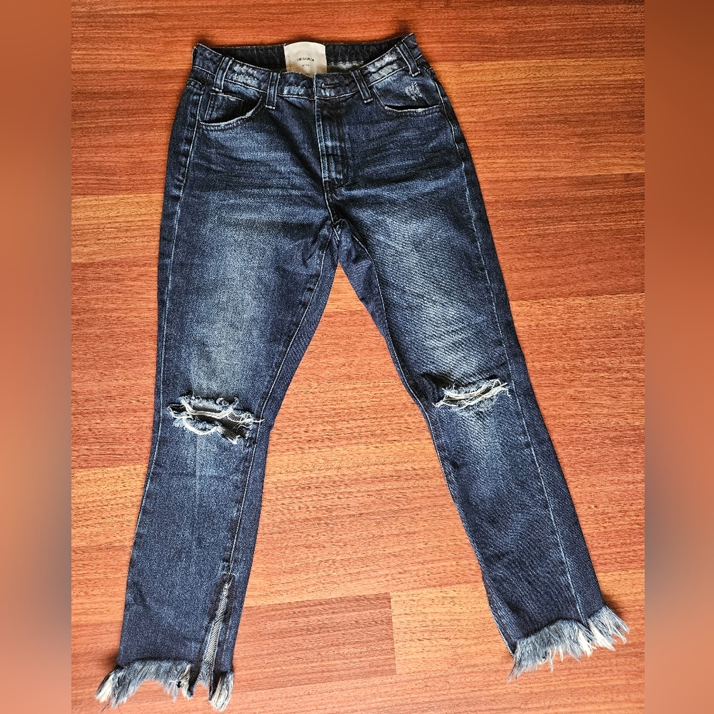 ONE By ONE TEASPOON High Waist Freebird Frayed Hem Crop Distressed Jeans 24 EUC